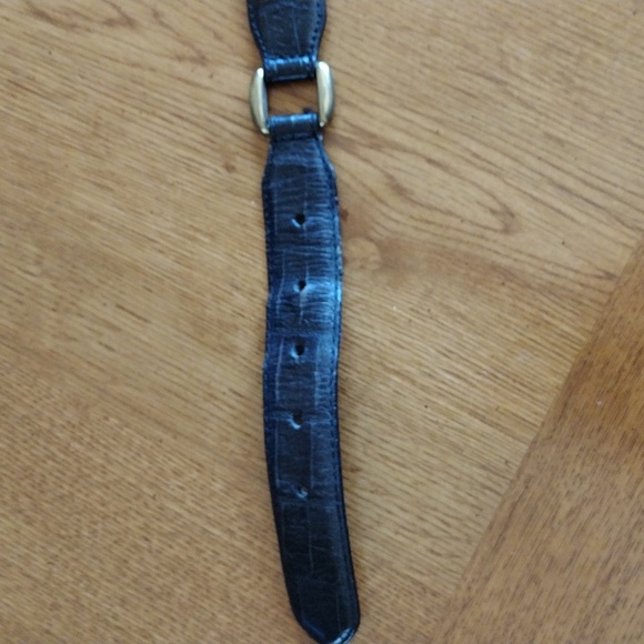 Fossil Black Leather Belt with Brass Color Links - Picture 7 of 7